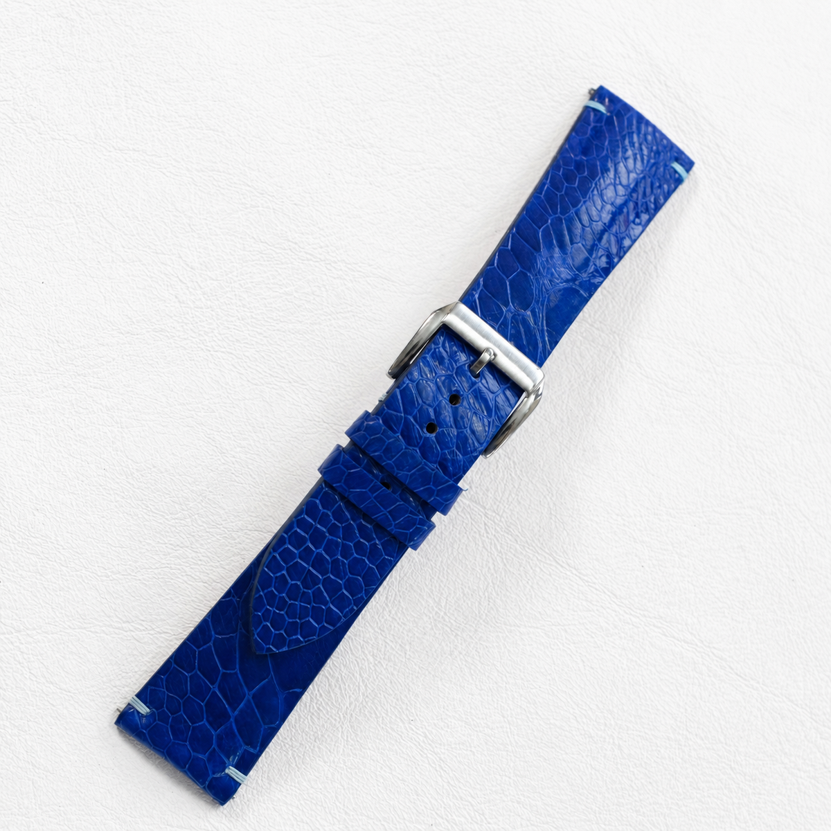 Royal Blue Ostrich Leg Leather Watch Strap