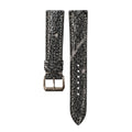 Silver Black Shark Leather Watch Strap