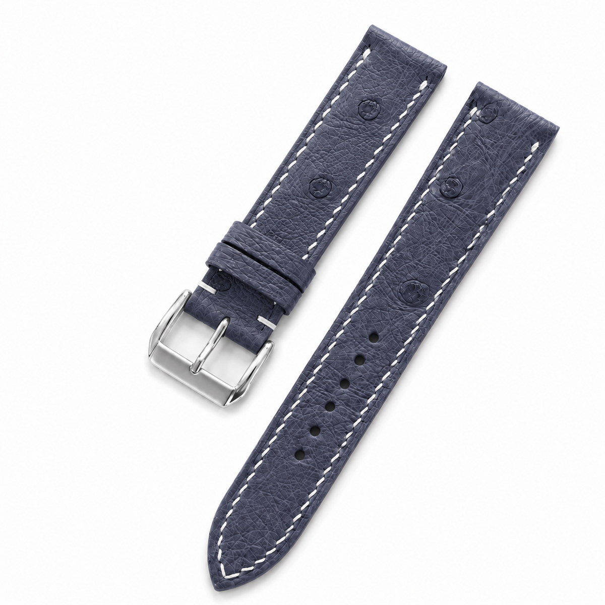 Slate Blue Ostrich Leather Watch Strap