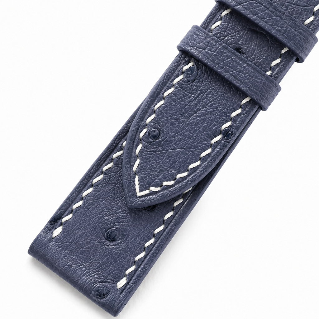 Slate Blue Ostrich Leather Watch Strap
