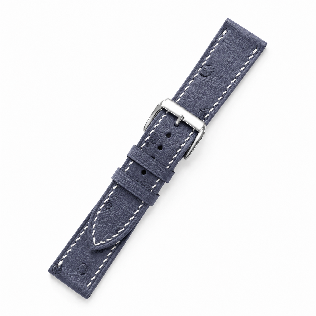 Slate Blue Ostrich Leather Watch Strap