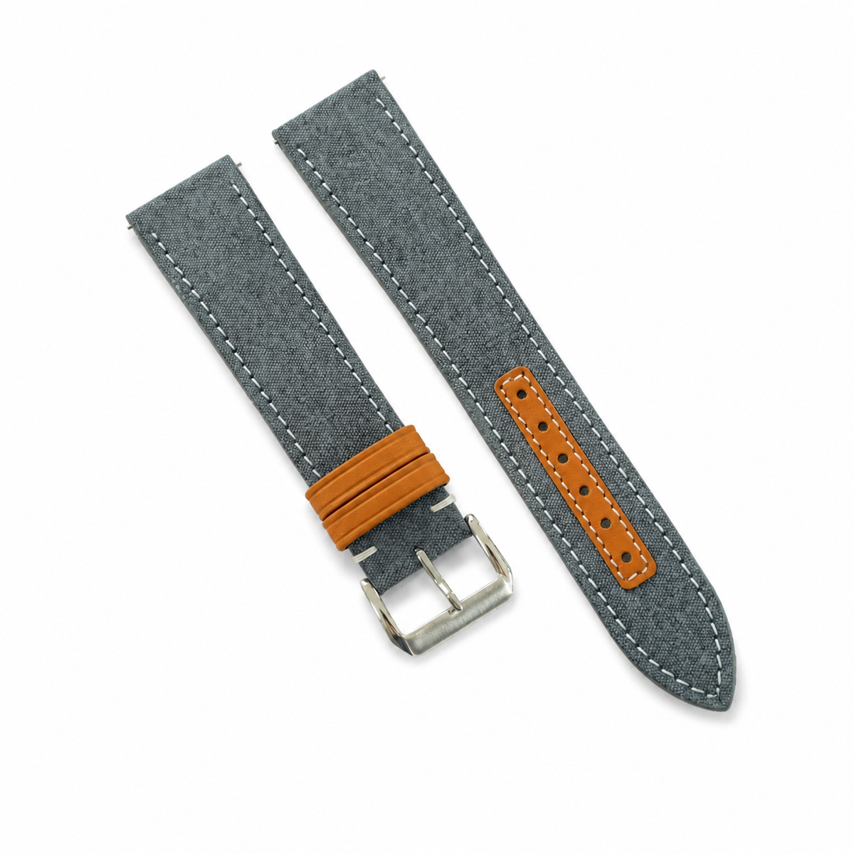 Blue Gray Sailcloth Canvas Watch Strap
