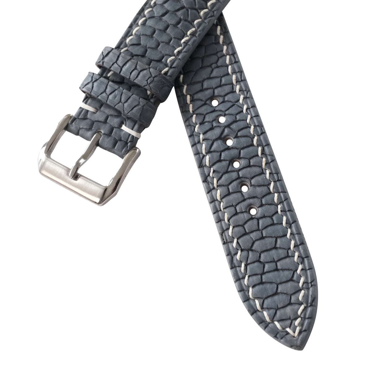 Patina Storm Gray Beaver Tail Leather Watch Strap