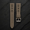 Taupe Rally Large Holes Epsom Leather Watch Strap
