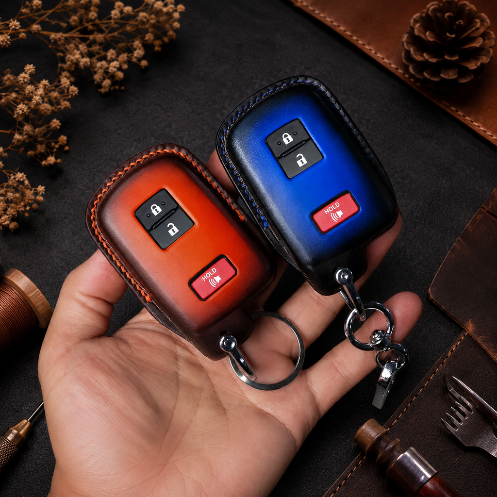 Custom Leather Key Fob Cover Compatible with Toyota Tacoma and Tundra