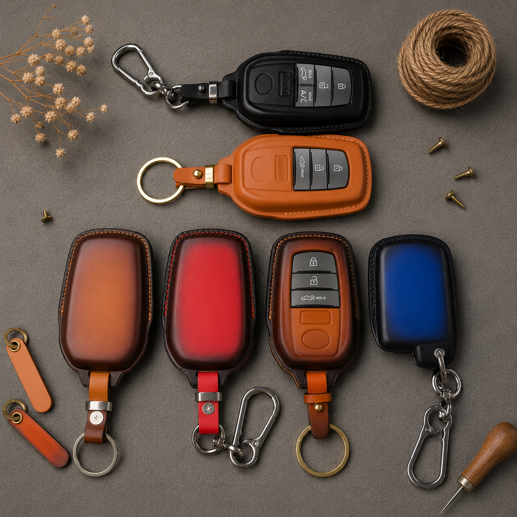 Custom Leather Key Fob Cover Compatible with Toyota Tacoma and Tundra