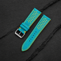 Turquoise and Yellow Racing Small Holes Rally Epsom Leather Watch Strap
