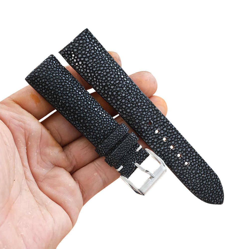Vintage Black Stingray Leather Watch Strap