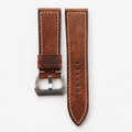 Vintage Brown Waxed Box Stitch Leather Watch Strap
