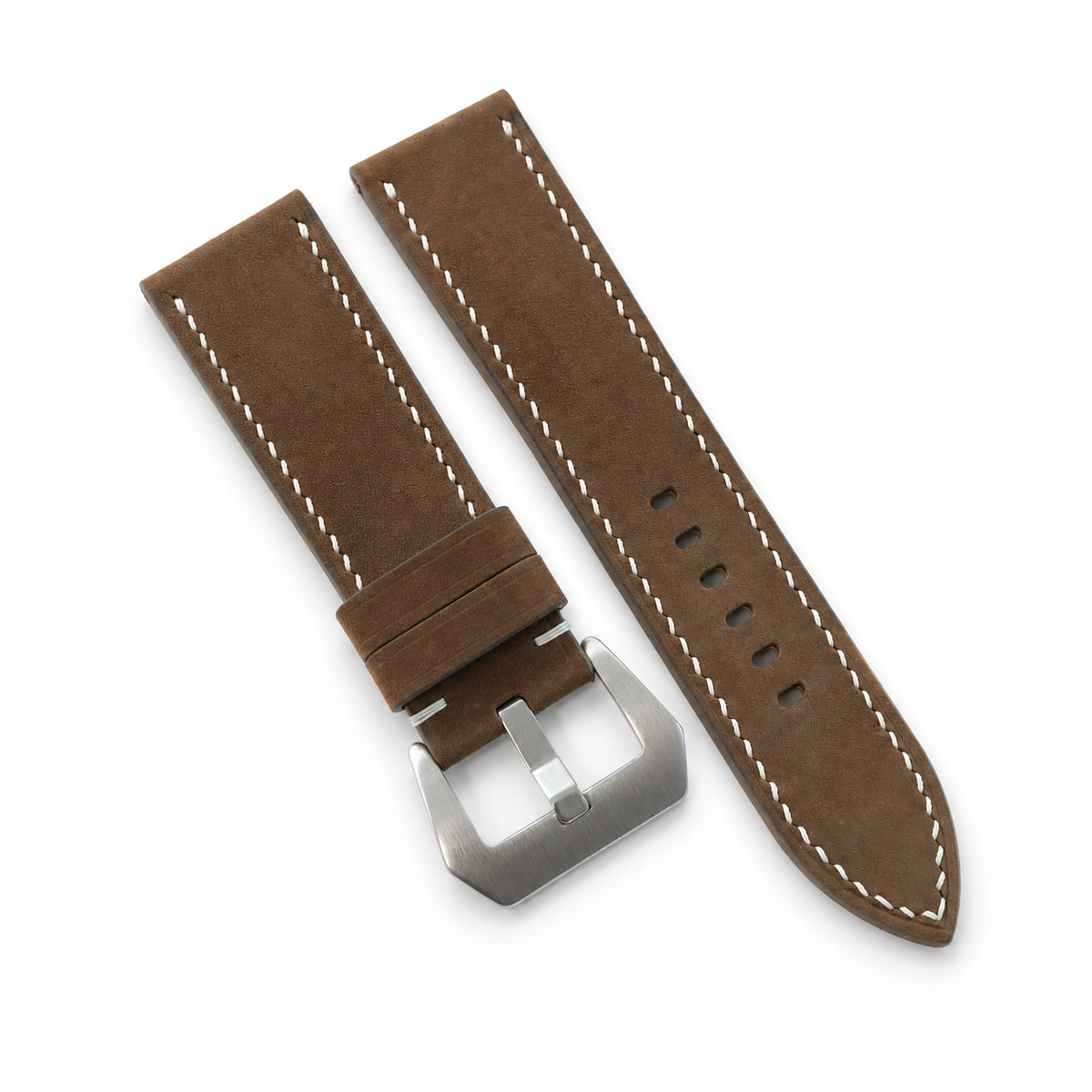 Vintage Brown Waxed Cowhide Leather Watch Strap