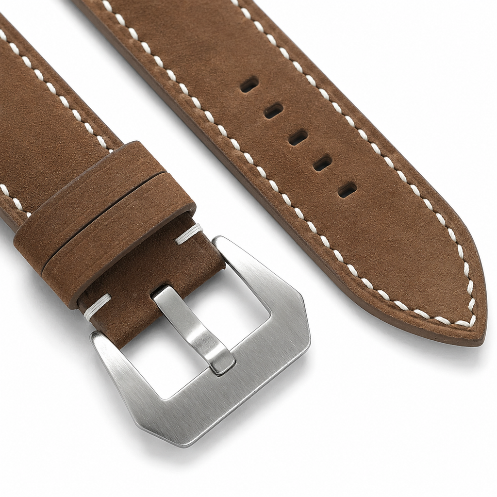Vintage Brown Waxed Cowhide Leather Watch Strap
