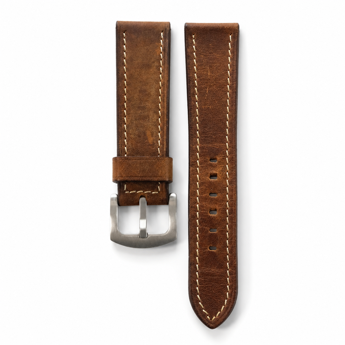Vintage Brown Waxed Leather Watch Strap
