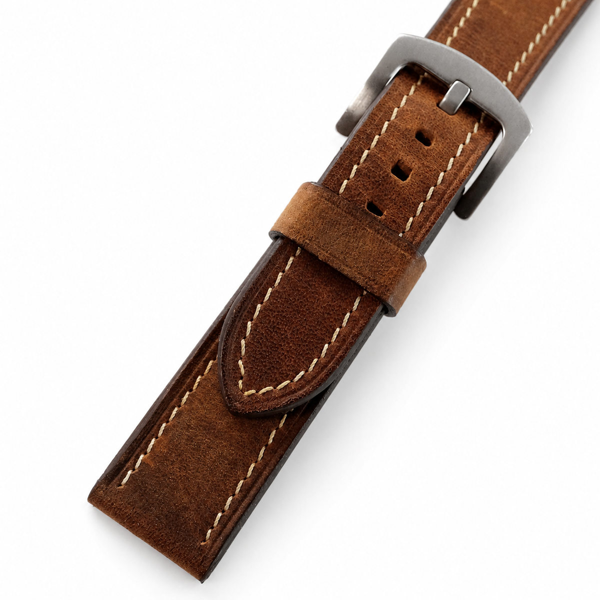 Vintage Brown Waxed Leather Watch Strap