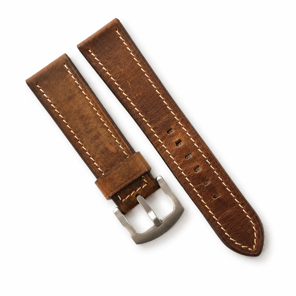 Vintage Brown Waxed Leather Watch Strap