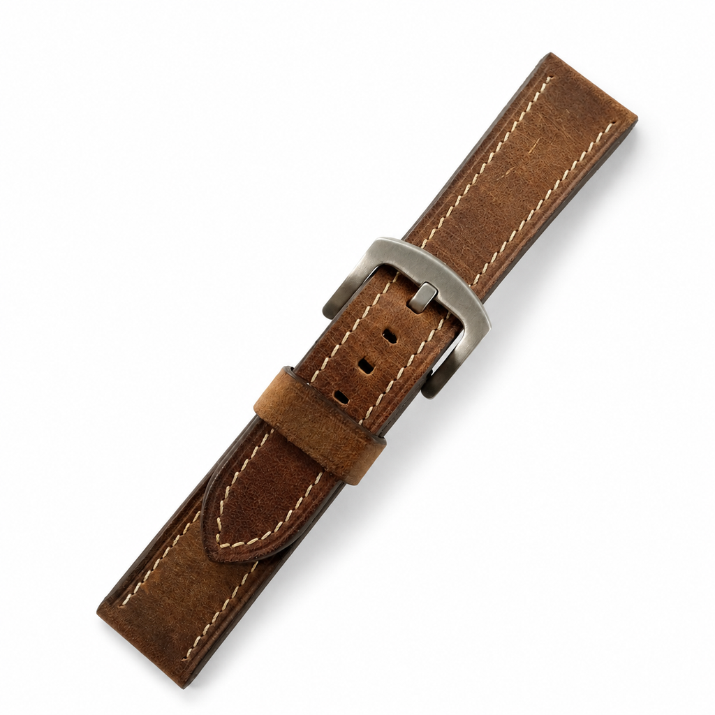 Vintage Brown Waxed Leather Watch Strap