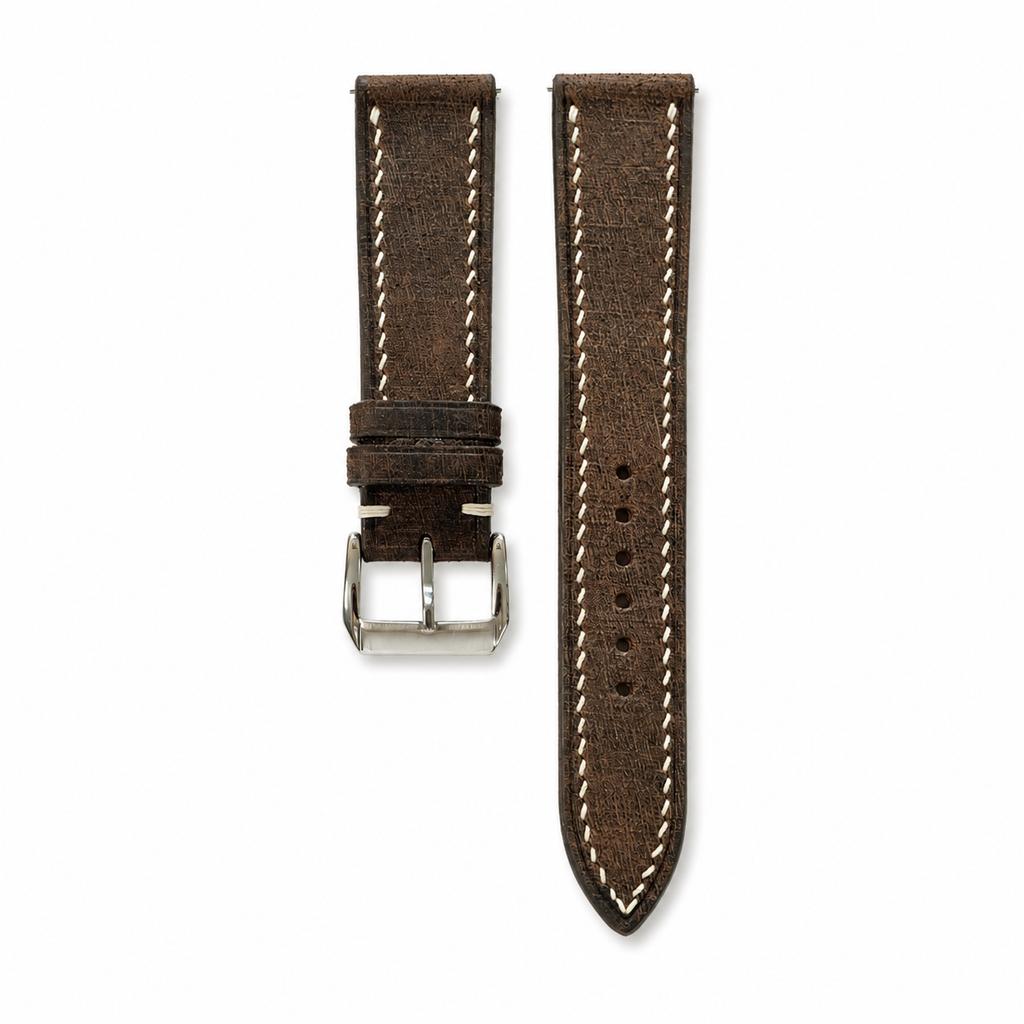 Vintage Dark Chocolate Brown Babele Leather Watch Strap