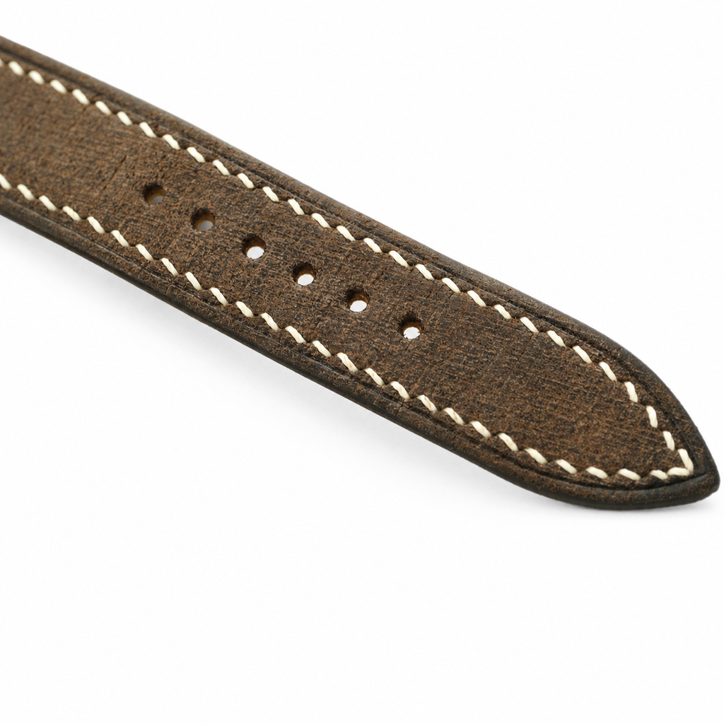 Vintage Dark Chocolate Brown Babele Leather Watch Strap