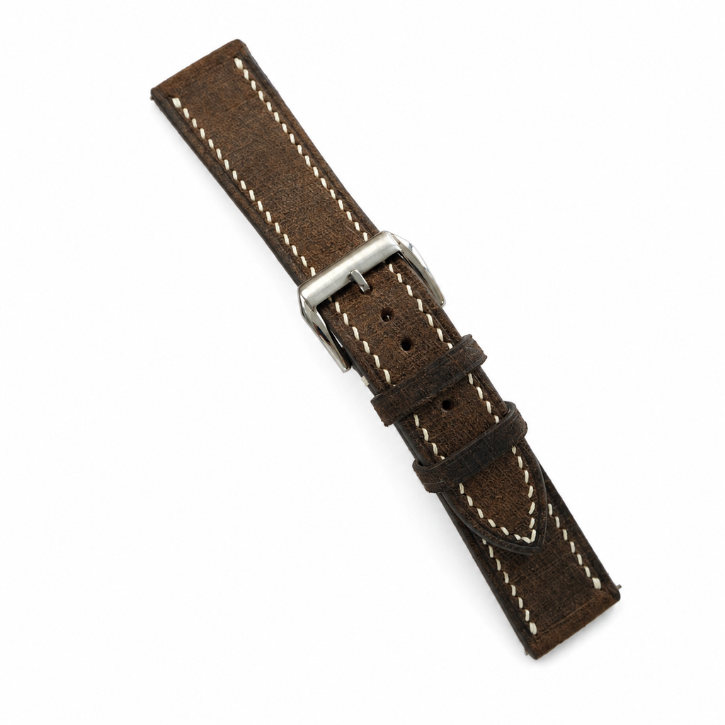 Vintage Dark Chocolate Brown Babele Leather Watch Strap
