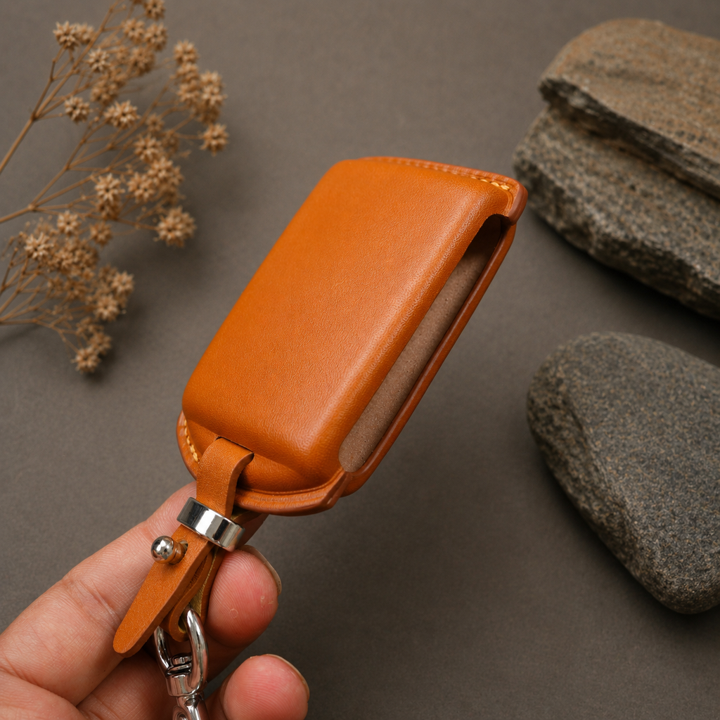 Custom Leather Key Fob Cover Compatible with Volvo - XC60, XC90, S60