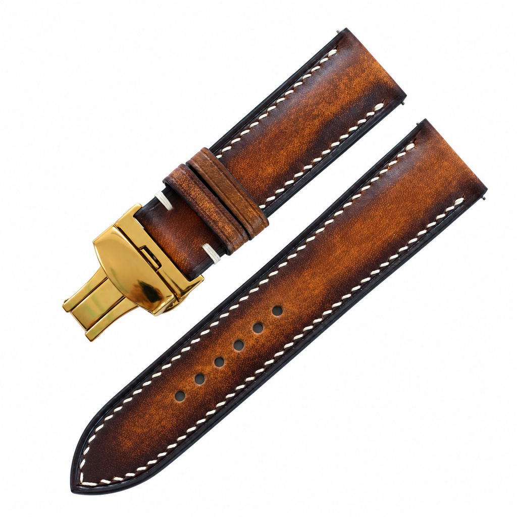 Whiskey Patina Vegetable Tanned Leather Watch Strap