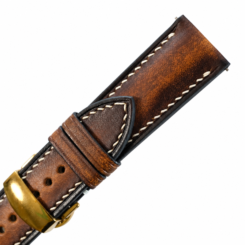 Whiskey Patina Vegetable Tanned Leather Watch Strap