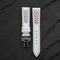 White and Red Racing Epsom Leather Watch Strap