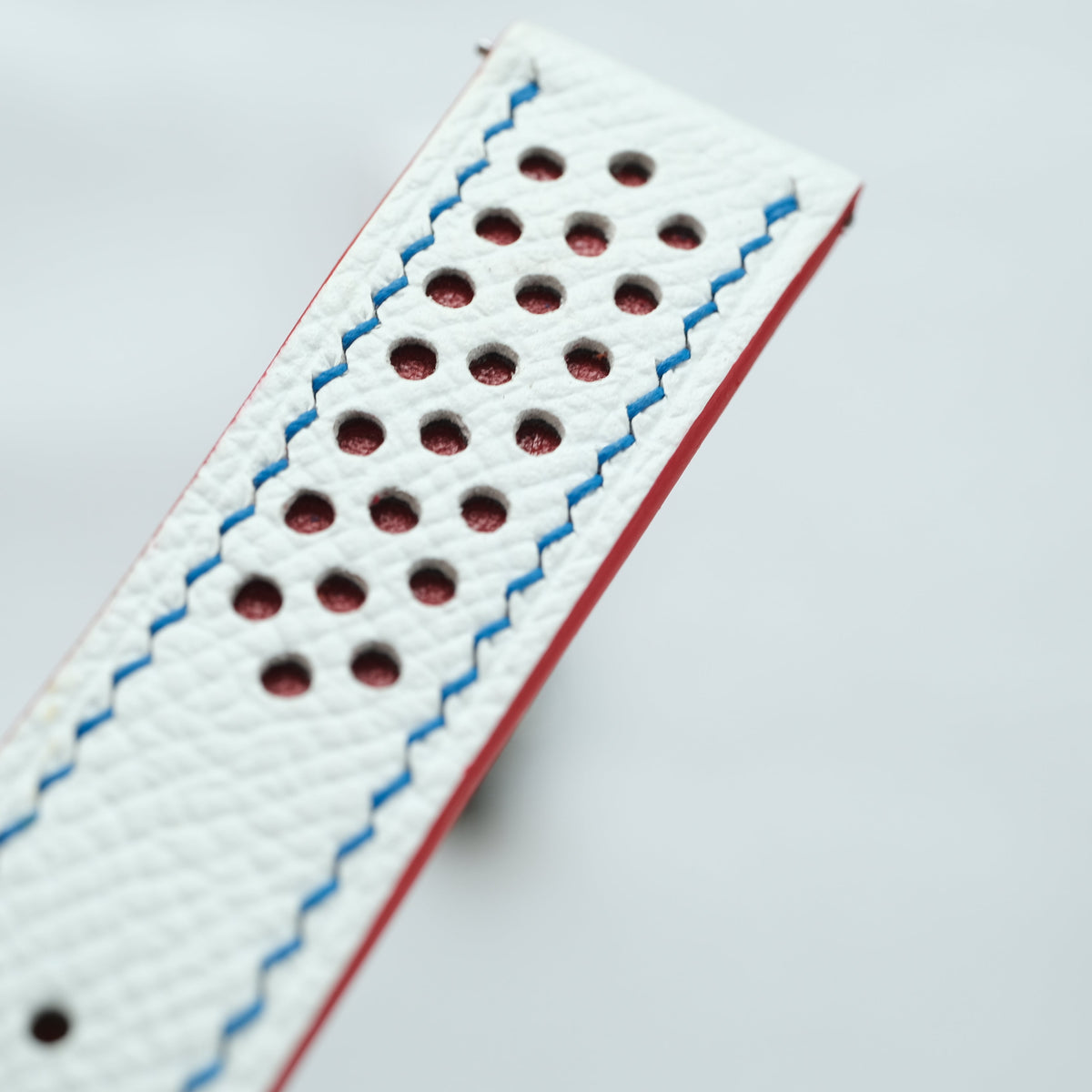 White and Red Racing Epsom Leather Watch Strap