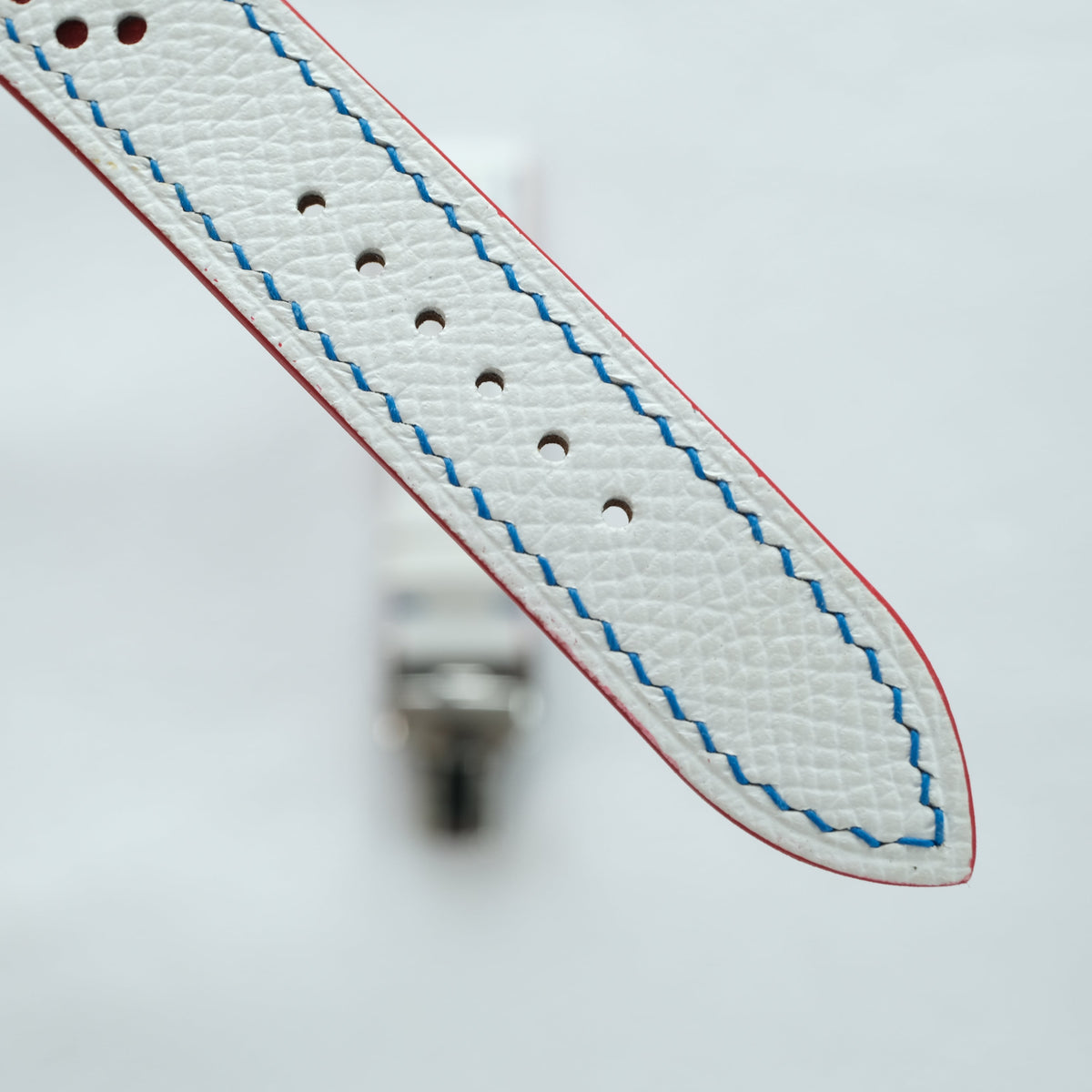 White and Red Racing Epsom Leather Watch Strap