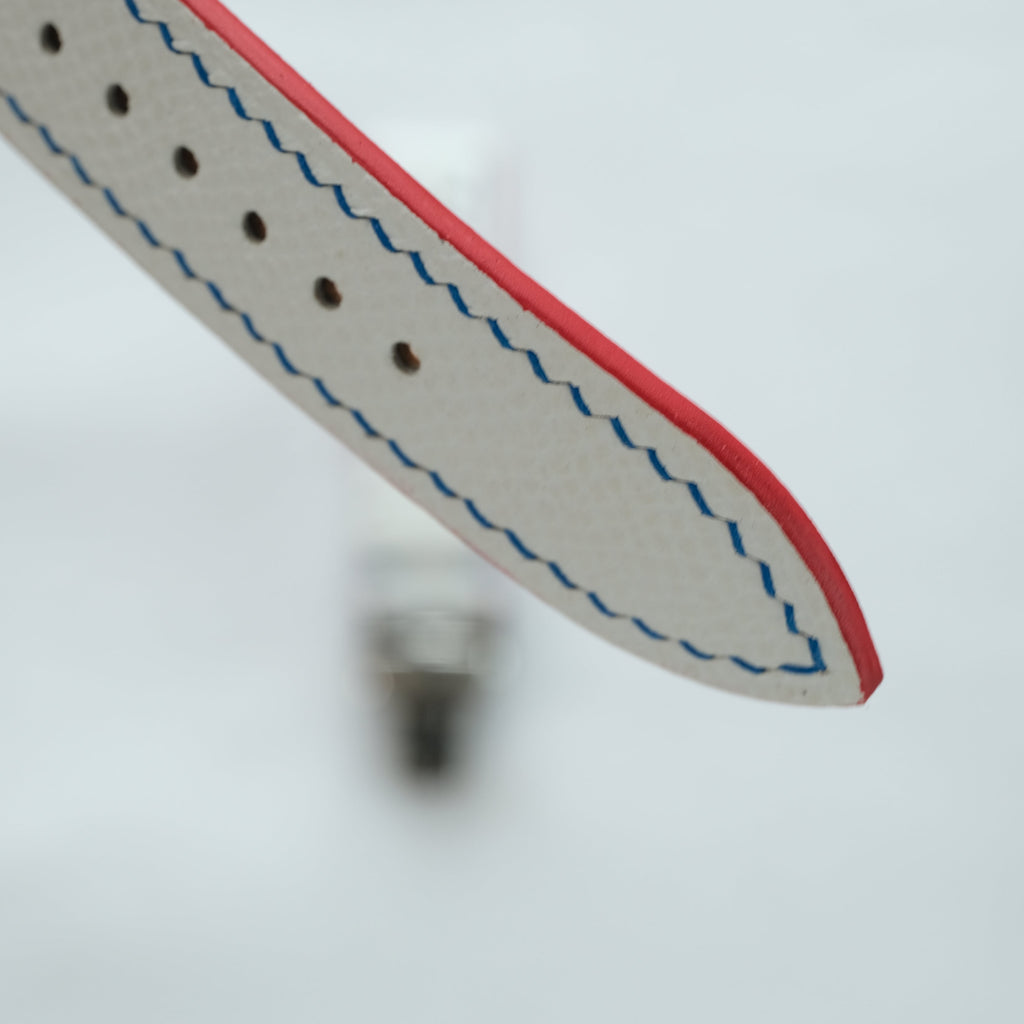 White and Red Racing Epsom Leather Watch Strap