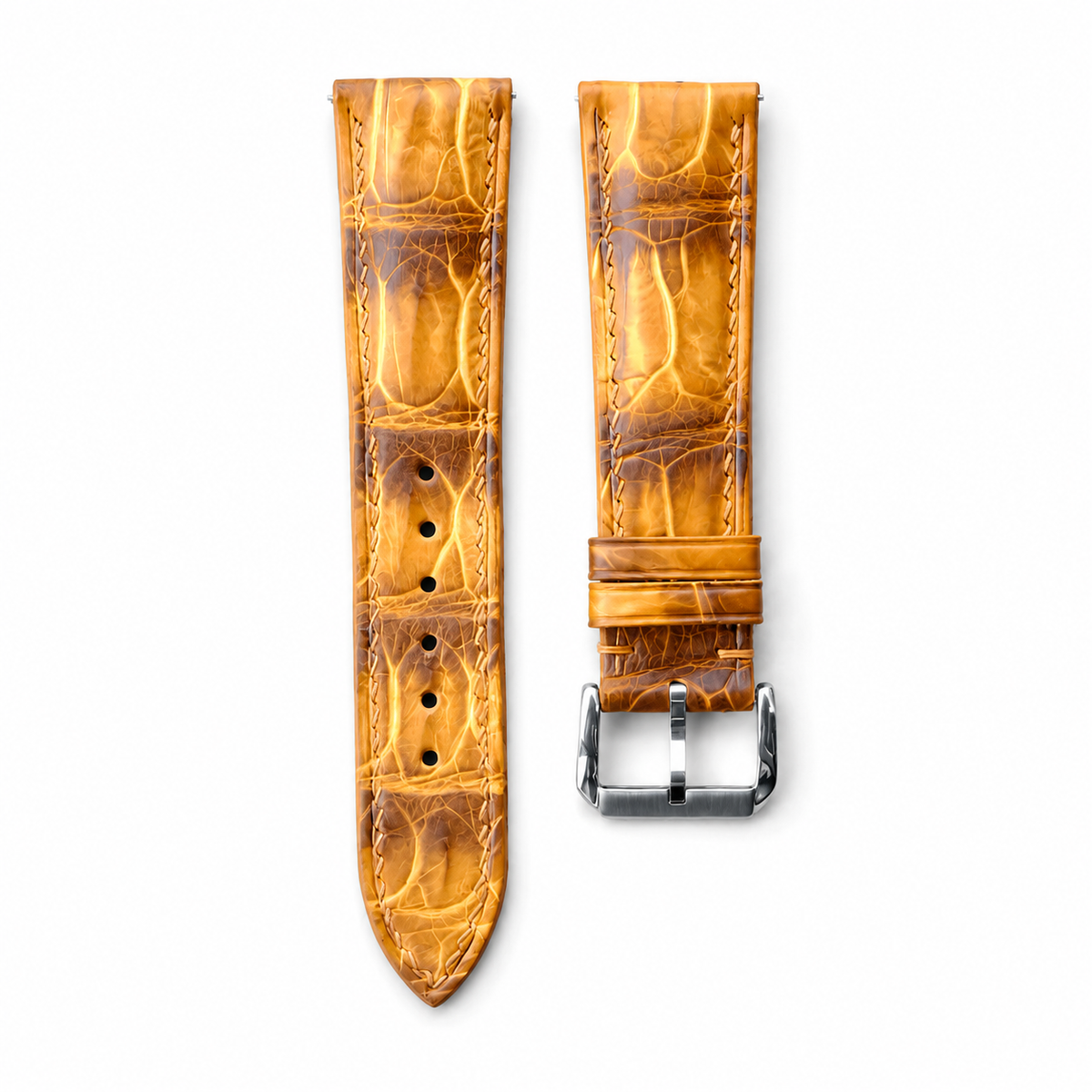 Yellow Patina Alligator Leather Watch Strap